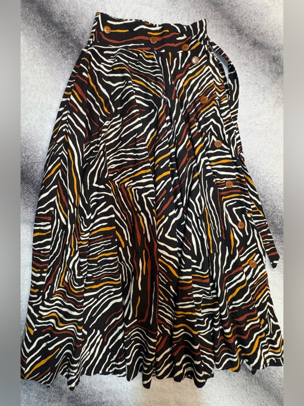 (A2) NWT New Vintage African Zebra Print Maxi Skirt - S M - Made in South Africa